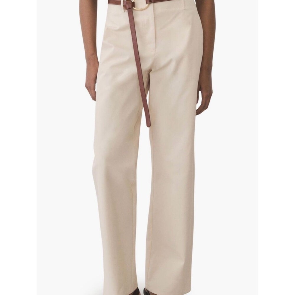MANGO Straight Leg Cotton Pants – Ecru – Size US 2 / EUR 34